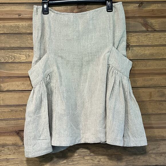 Free People Linen Blend Midi Tweed Skirt Size 10 Side Slouch Pockets - Picture 6 of 13